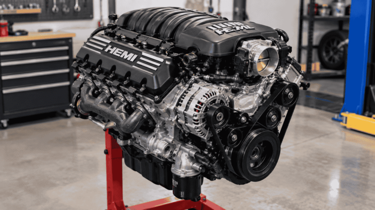 5.7 Hemi V8 engine showing its size and construction
