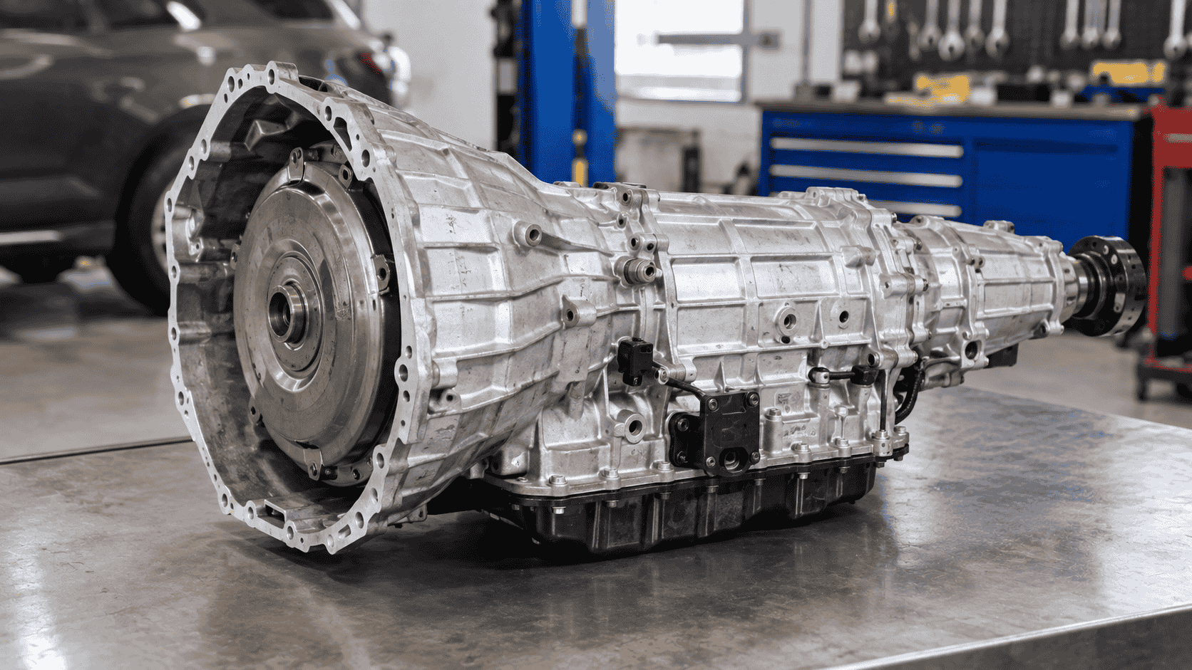 Automatic transmission showing its size and mechanical components