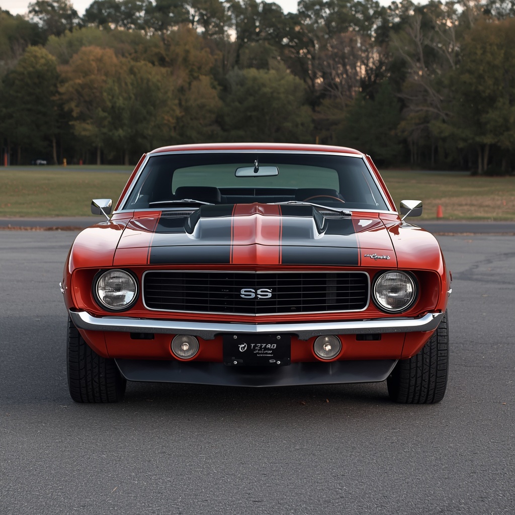 1969 Chevrolet Camaro with spark plug and engine components