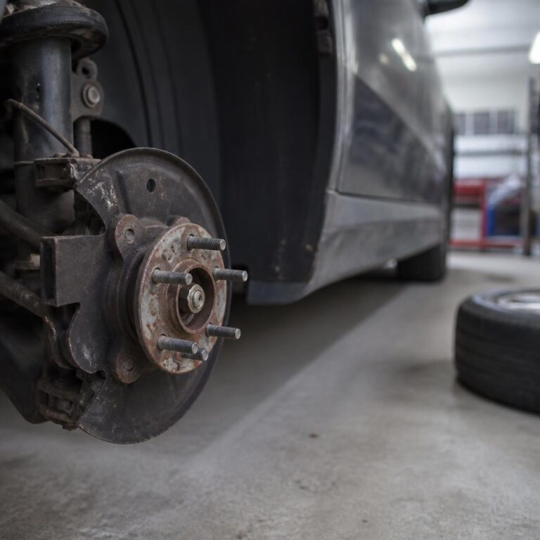 Worn wheel bearing removed from a car wheel hub assembly