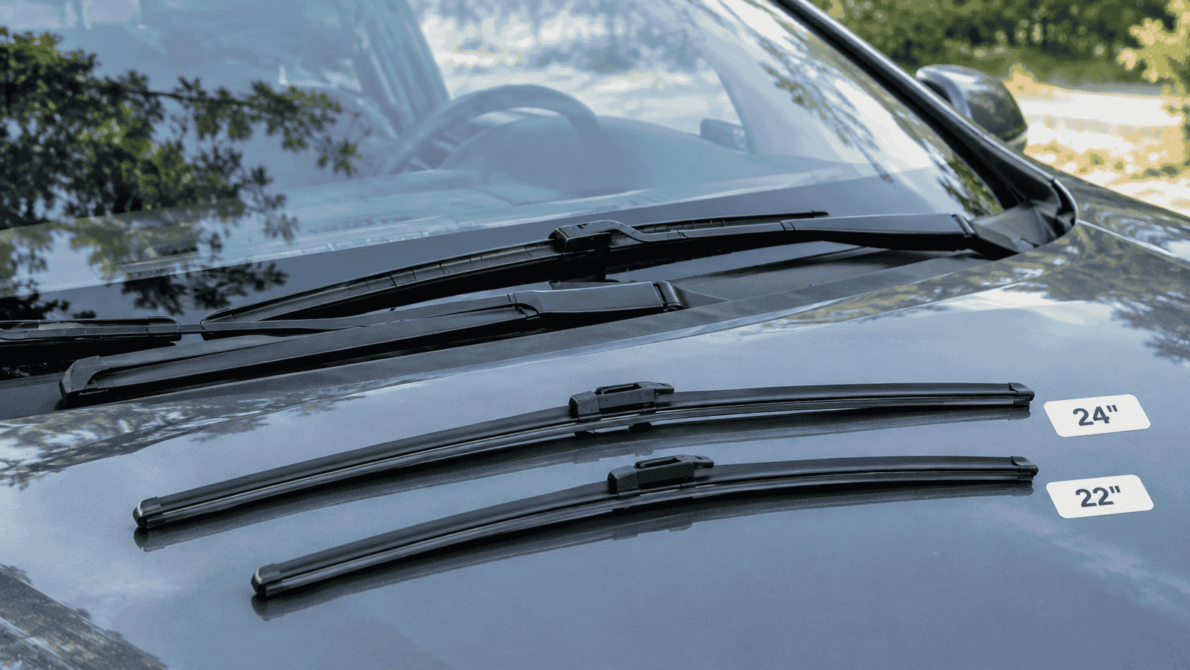 22-inch and 24-inch windshield wiper blades side by side